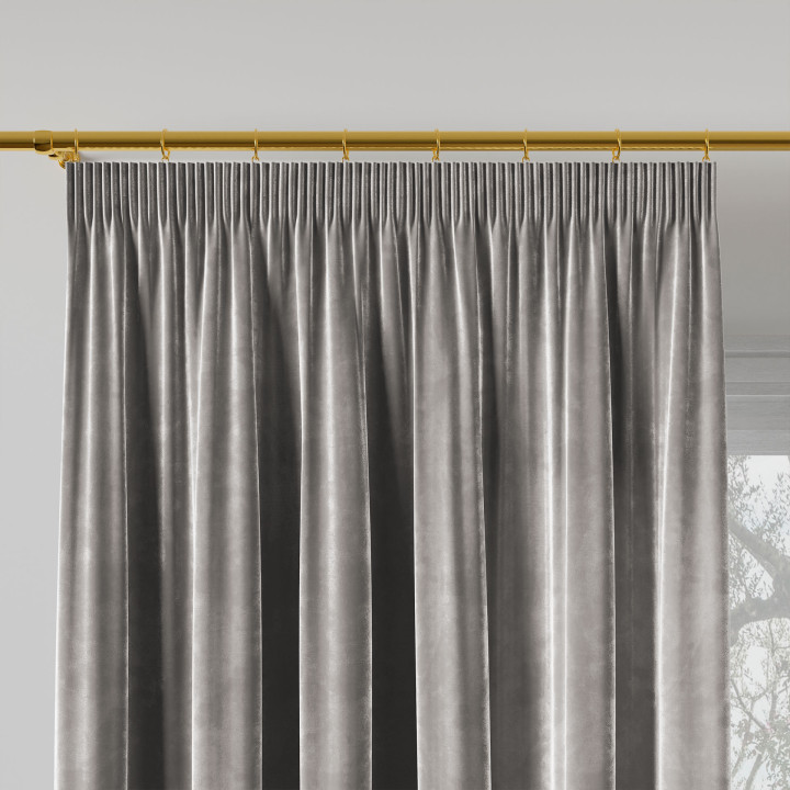 VELVI Zasłona gotowa na taśmie, szerokość 140 x wysokość 240cm, kolor 005 jasny szary