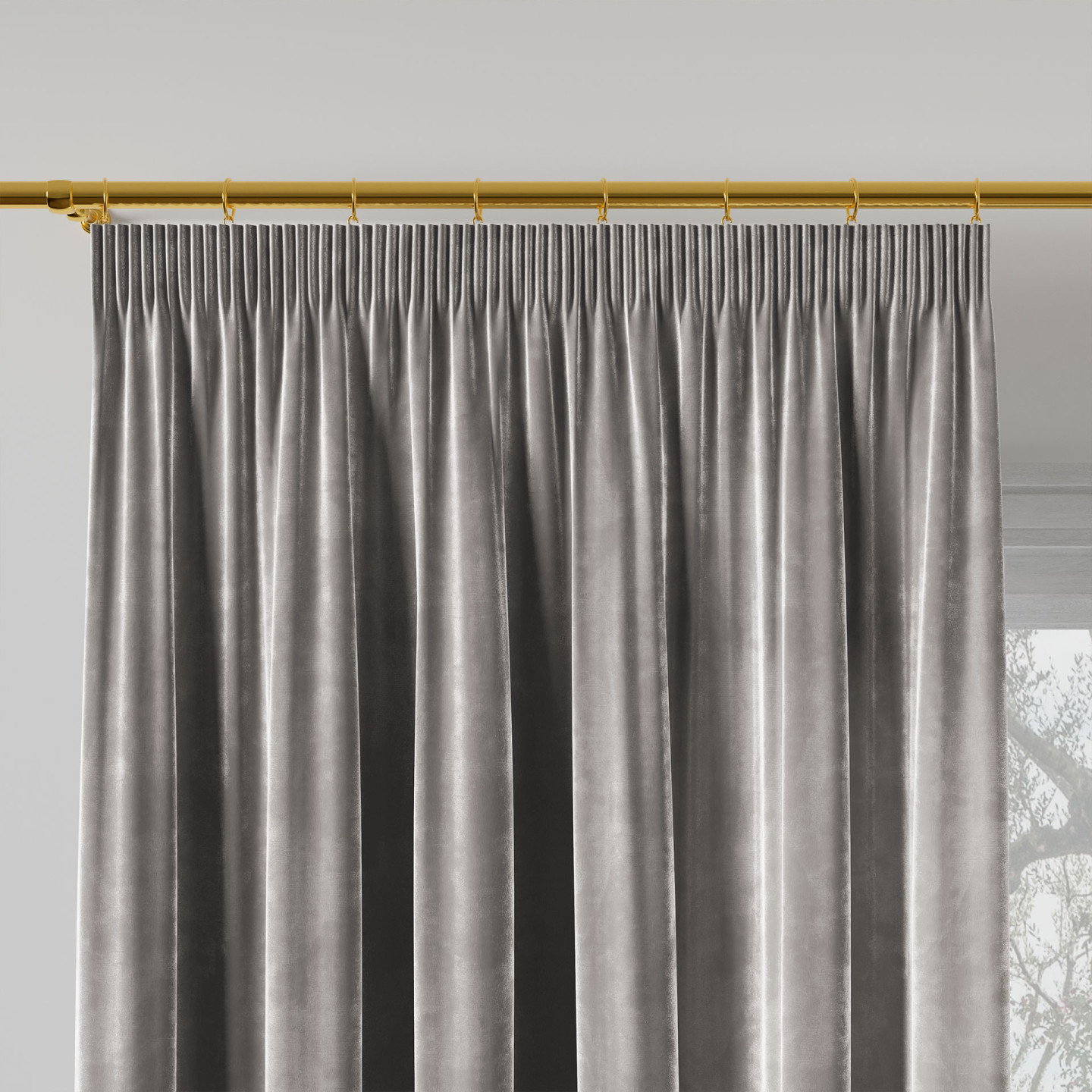 VELVI Zasłona gotowa na taśmie, szerokość 140 x wysokość 240cm, kolor 005 jasny szary